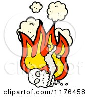 Cartoon Of A Skull With Flames And Smoke Royalty Free Vector Illustration