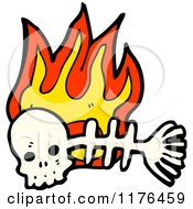 Poster, Art Print Of Skull With Fish Skeleton And Flames