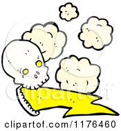 Cartoon Of A Skull With Smoke And Lightning Bolts Royalty Free Vector Illustration
