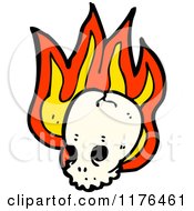 Cartoon Of A Skull With Flames Royalty Free Vector Illustration