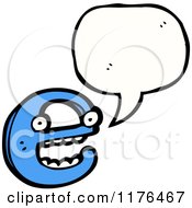 Cartoon Of The Alphabet Letter E With A Conversation Bubble Royalty Free Vector Illustration