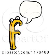 Cartoon Of The Alphabet Letter F With A Conversation Bubble Royalty Free Vector Illustration