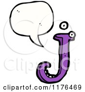 Cartoon Of The Alphabet Letter J With A Conversation Bubble Royalty Free Vector Illustration