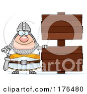 Happy Knight By Wooden Signs