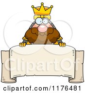 Cartoon Of A King Knight Over A Banner Royalty Free Vector Clipart