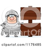Happy Armoured Knight By Wooden Signs