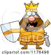 Cartoon Of A Smart King Knight With An Idea Royalty Free Vector Clipart