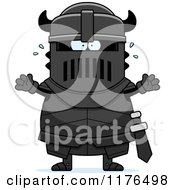 Cartoon Of A Screaming Armoured Black Knight Royalty Free Vector Clipart