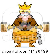 Cartoon Of A Drunk King Knight Holding Beer Royalty Free Vector Clipart