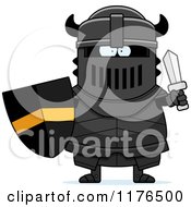Cartoon Of An Armoured Black Knight Royalty Free Vector Clipart