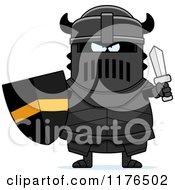 Cartoon Of A Mad Armoured Black Knight Royalty Free Vector Clipart