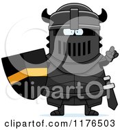 Cartoon Of A Smart Armoured Black Knight With An Idea Royalty Free Vector Clipart