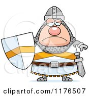 Cartoon Of A Depressed Knight Royalty Free Vector Clipart
