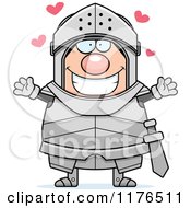 Cartoon Of A Loving Armoured Knight Wanting A Hug Royalty Free Vector Clipart