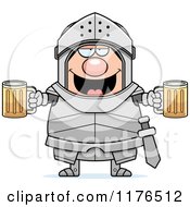 Cartoon Of A Drunk Armoured Knight With Beer Royalty Free Vector Clipart