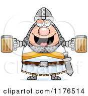 Cartoon Of A Drunk Knight With Beer Royalty Free Vector Clipart