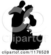 Poster, Art Print Of Black Silhouetted Wedding Couple Dancing 2