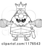 Cartoon Of A Black And White Drunk King Knight Holding Beer Royalty Free Vector Clipart