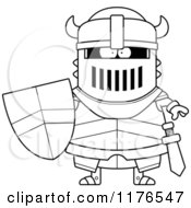 Cartoon Of A Black And White Tough Armoured Black Knight Royalty Free Vector Clipart