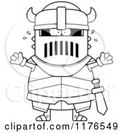 Cartoon Of A Black And White Screaming Armoured Black Knight Royalty Free Vector Clipart