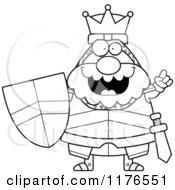 Cartoon Of A Black And White Smart King Knight With An Idea Royalty Free Vector Clipart