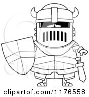 Cartoon Of A Black And White Depressed Armoured Black Knight Royalty Free Vector Clipart