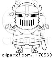 Cartoon Of A Black And White Loving Armoured Black Knight Royalty Free Vector Clipart