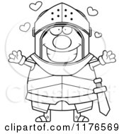 Cartoon Of A Black And White Loving Armoured Knight Wanting A Hug Royalty Free Vector Clipart