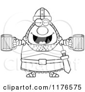 Cartoon Of A Black And White Drunk Knight With Beer Royalty Free Vector Clipart