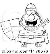 Cartoon Of A Black And White Smart Knight With An Idea Royalty Free Vector Clipart
