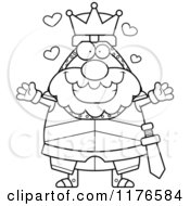 Cartoon Of A Black And White Loving King Knight Royalty Free Vector Clipart