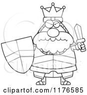 Cartoon Of A Black And White Mad King Knight Royalty Free Vector Clipart