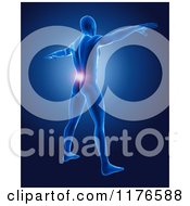 Poster, Art Print Of 3d Xray Man With A With Glowing Lower Back Pain On Blue