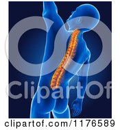 Clipart Of A 3d Xray Reaching Man With A Glowing Spine Royalty Free CGI Illustration