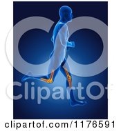 Poster, Art Print Of 3d Xray Man Running With Glowing Knee Joints