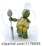 3d Tortoise Chef Presenting A Spoon