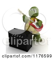 Poster, Art Print Of 3d Tortoise Playing An Electric Guitar By An Amp
