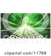 Poster, Art Print Of Green Background Of Binary Coding And Fractals