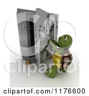 Clipart Of A 3d Tortoise Opening A Safe Vault Royalty Free CGI Illustration