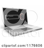 Poster, Art Print Of 3d Laptop Computer With A Password Screen And Combination Lock