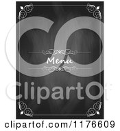 Clipart Of A Black Slate Chalkboard Menu Design With A White Border Royalty Free Vector Illustration