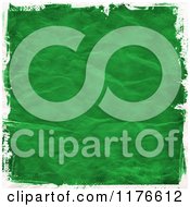 Clipart Of A 3d Wringled Green Paper Background With White Grunge Borders Royalty Free CGI Illustration