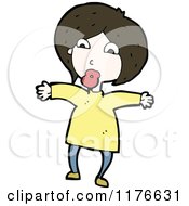 Cartoon Of A Young Girl In A Yellow Sweater Royalty Free Vector Illustration
