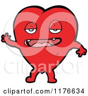Cartoon Of A Sleepy Red Heart Royalty Free Vector Illustration