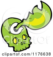 Cartoon Of A Green Skull With Green Flames Royalty Free Vector Illustration by lineartestpilot