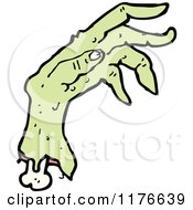 Cartoon Of A Creepy Severed Green Hand Royalty Free Vector Illustration