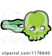 Cartoon Of A Green Skull On A Stick Royalty Free Vector Illustration by lineartestpilot