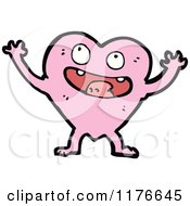 Cartoon Of A Happy Pink Heart With Arms And Legs Royalty Free Vector Illustration
