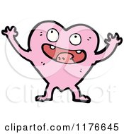 Poster, Art Print Of Happy Pink Heart With Arms And Legs