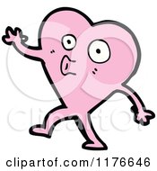 Poster, Art Print Of Whistling Pink Heart With Arms And Legs